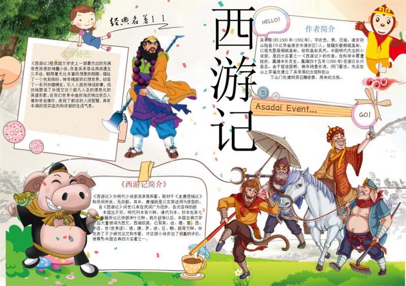 经典名著西游记手抄报Word模板-办公资源网