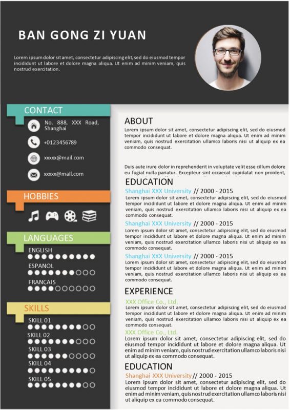 极简风实习医生求职通用个人简历纯英文简历Word模板-办公资源网