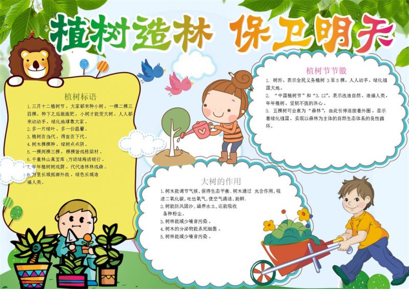 植树造林保卫明天手抄报Word模板 (2)-办公资源网