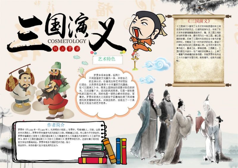 古风三国演义手抄报Word模板-办公资源网