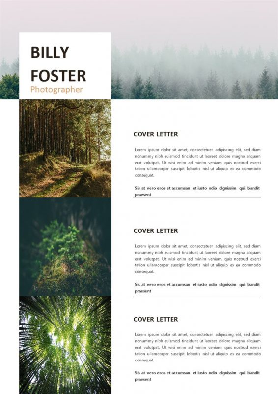 创意时尚外企摄影师求职通用英文简历Word模板-办公资源网