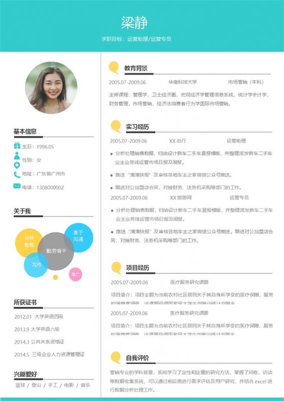 精美运营助理运营专员岗位个人简历Word模板-办公资源网