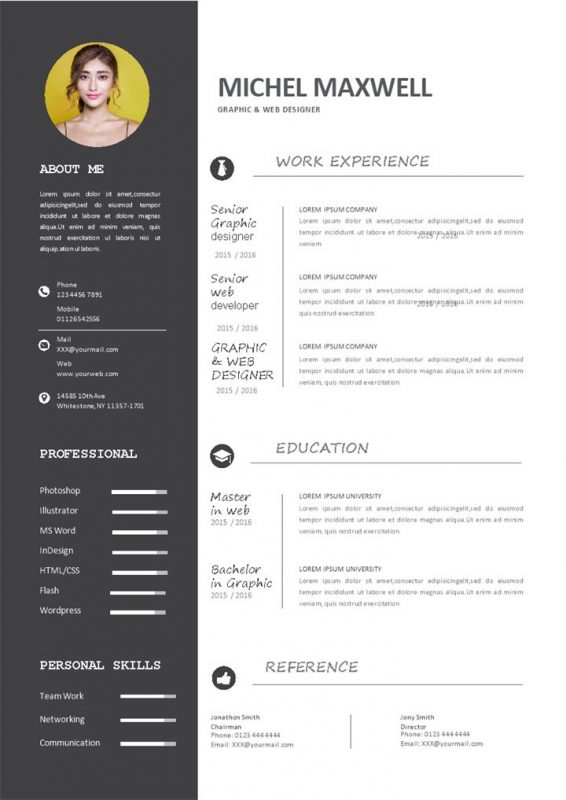 外企平面设计师求职通用个人简历Word模板-办公资源网