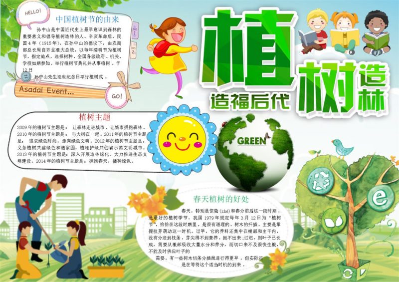 植树造林造福后代手抄报Word模板-办公资源网