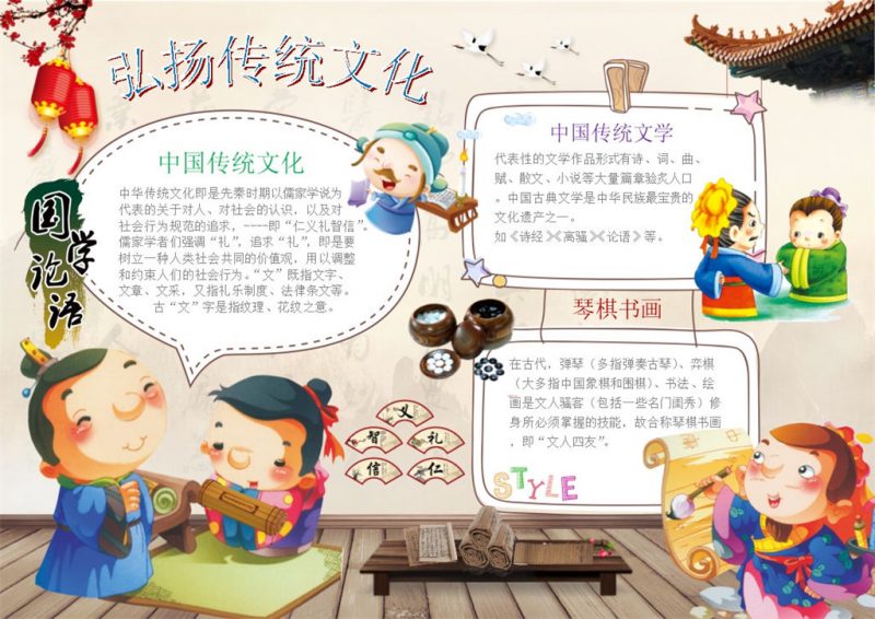弘扬传统文化手抄报Word模板-办公资源网