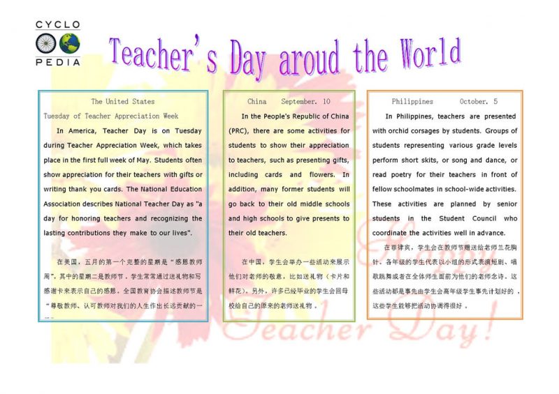 白色英文版教师节快乐节日手抄报Word模板-办公资源网