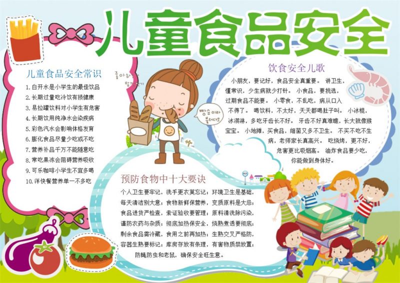 快乐童年儿童食品安全手抄报Word模板-办公资源网