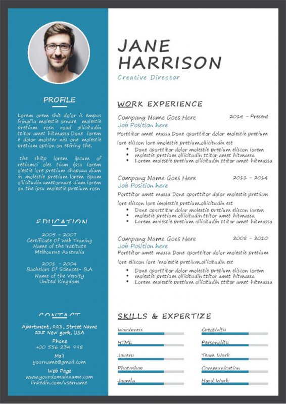 20XX精美英文简历创意总监通用个人简历求职简历Word模板-办公资源网