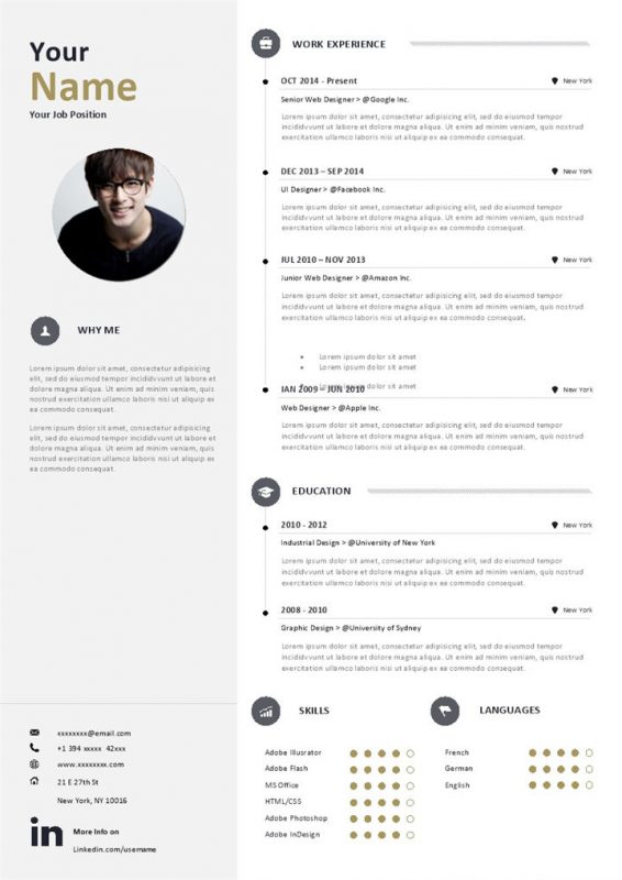 白色简约外企设计师通用求职简历Word模板-办公资源网