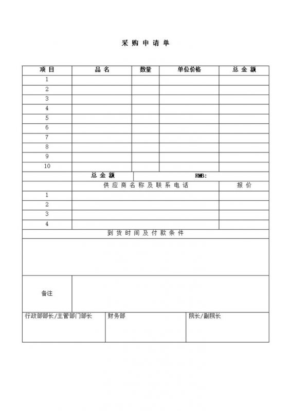 公司项目采购数量金额统计详情表word模板-办公资源网