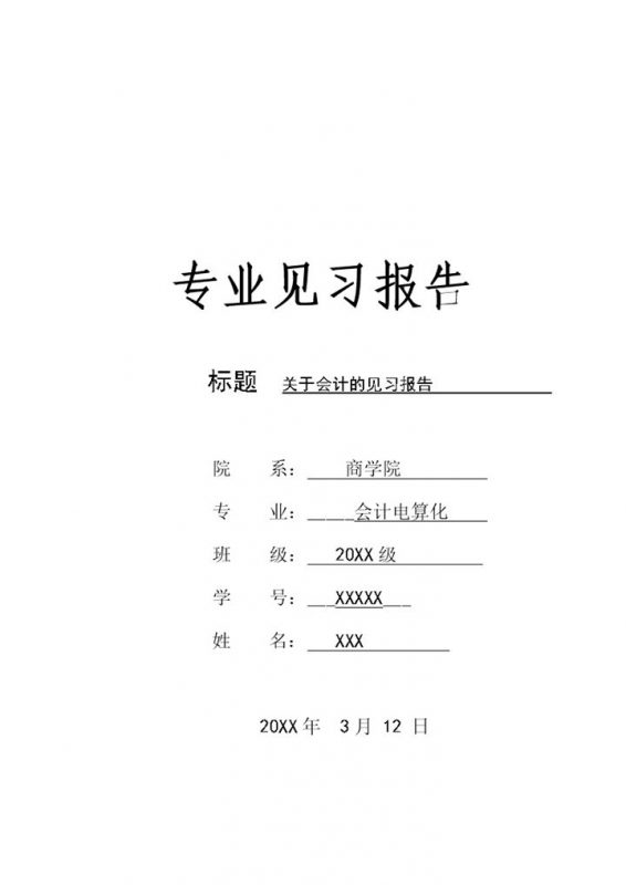 简洁通用会计岗位见习报告会计专业实习报告Word模板-办公资源网