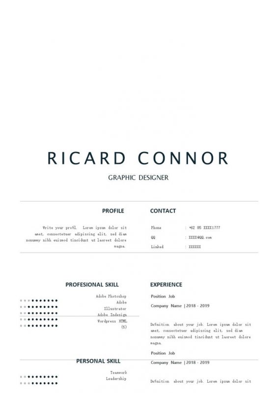 经典实用平面设计师个人通用英文简历Word模板-办公资源网