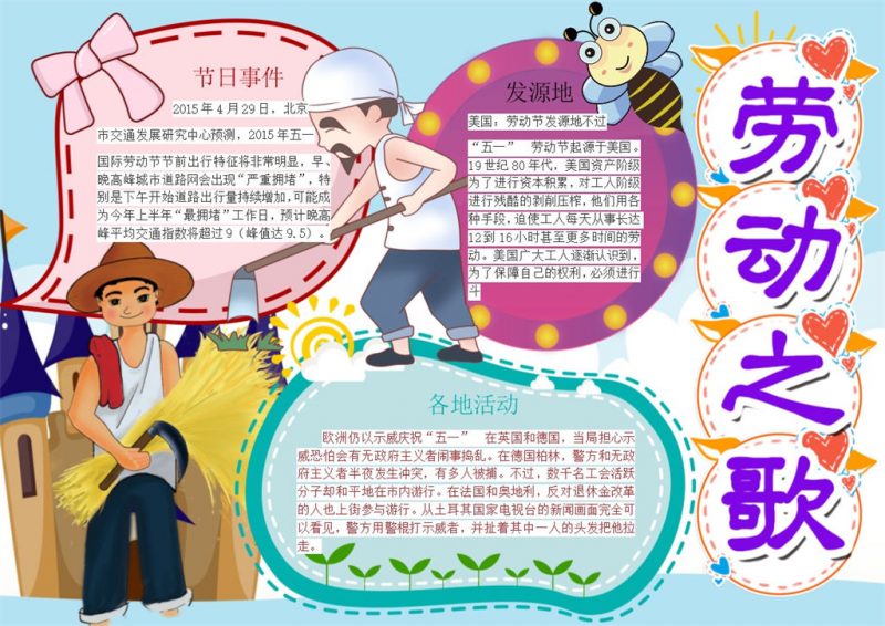 劳动光荣劳动之歌手抄报Word模板-办公资源网