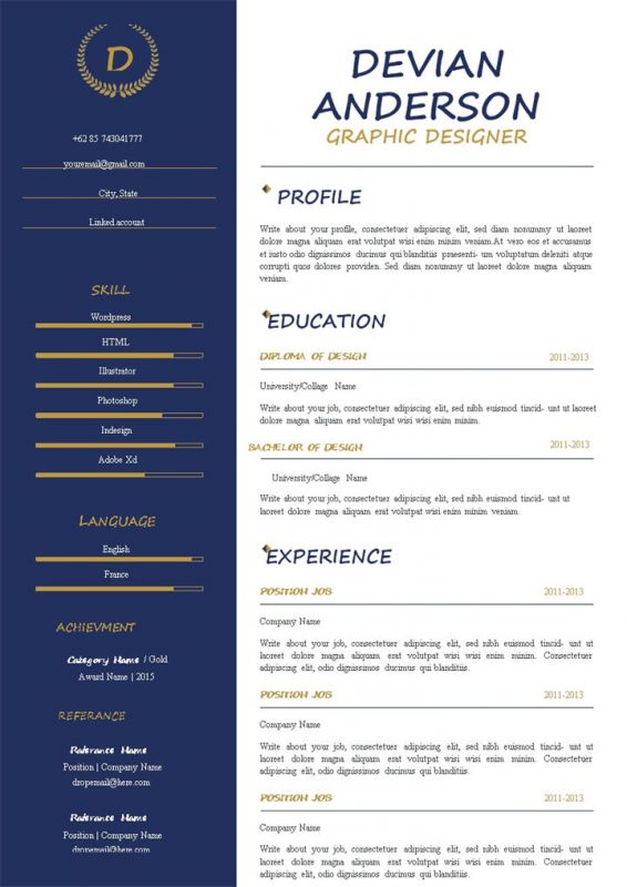 美术设计员平面设计师通用个人简历求职简历Word模板-办公资源网