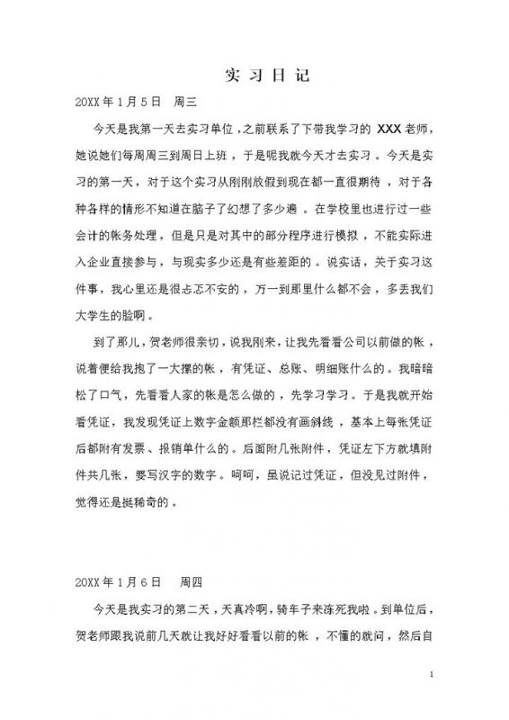 某公司会计岗位实习日记会计专业实习工作日志Word模板-办公资源网