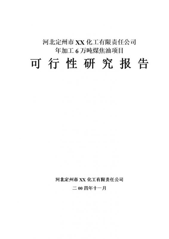 河北市XX化工有限责任公司项目可行性研究报告Word模板-办公资源网