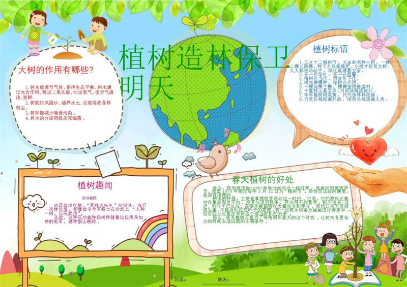 植树造林保卫明天手抄报Word模板-办公资源网