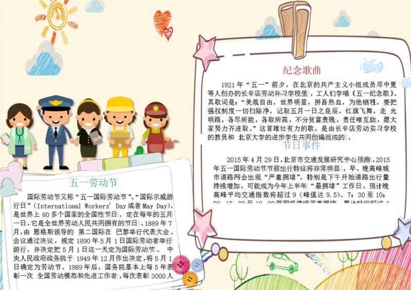 五一劳动介绍宣传手抄报Word模板-办公资源网