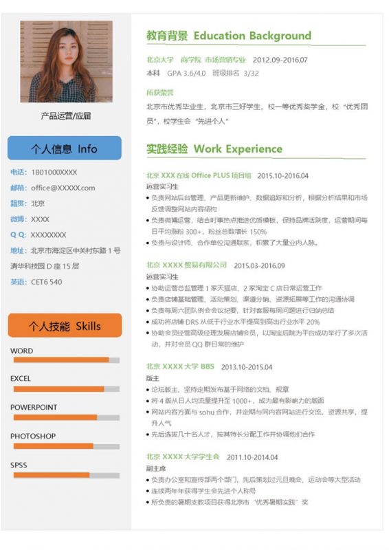 多彩创意风格互联网产品运营推广个人简历Word模板-办公资源网
