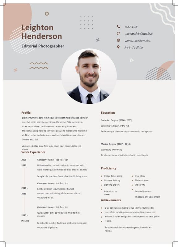 后期编辑摄影师通用的个人简历求职简历自荐信套装Word模板-办公资源网