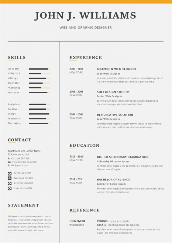 经典欧美风英文简历网页和平面设计师通用求职简历个人简历Word模板-办公资源网