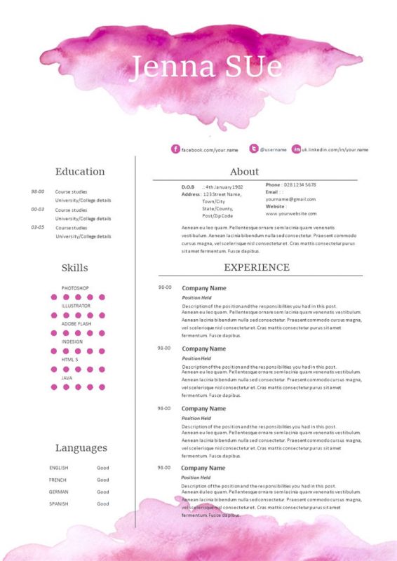 精美英文简历求职通用个人简历求职简历Word模板-办公资源网