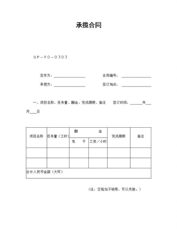 加工雇佣劳务工程项目承揽合同Word模板-办公资源网