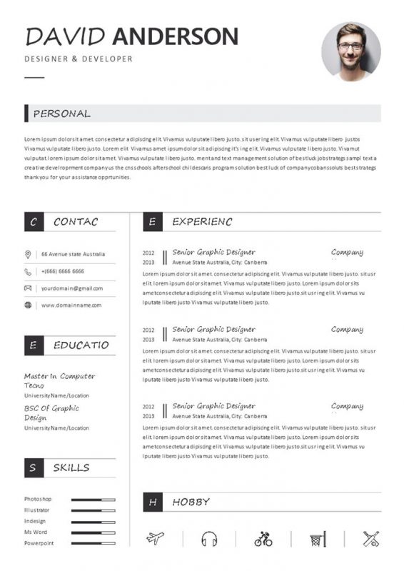 简约商务风设计师软件工程师通用个人简历求职简历Word模板-办公资源网