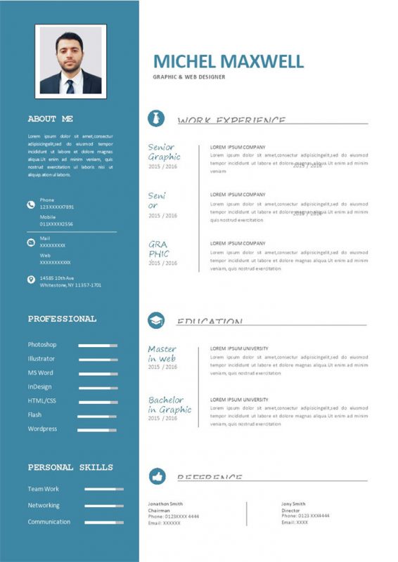 精致大气平面设计师网页设计师个人英文版简历Word模板-办公资源网