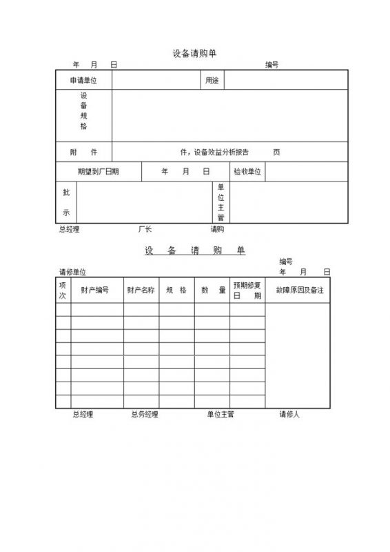 设备增设请购单word模板-办公资源网