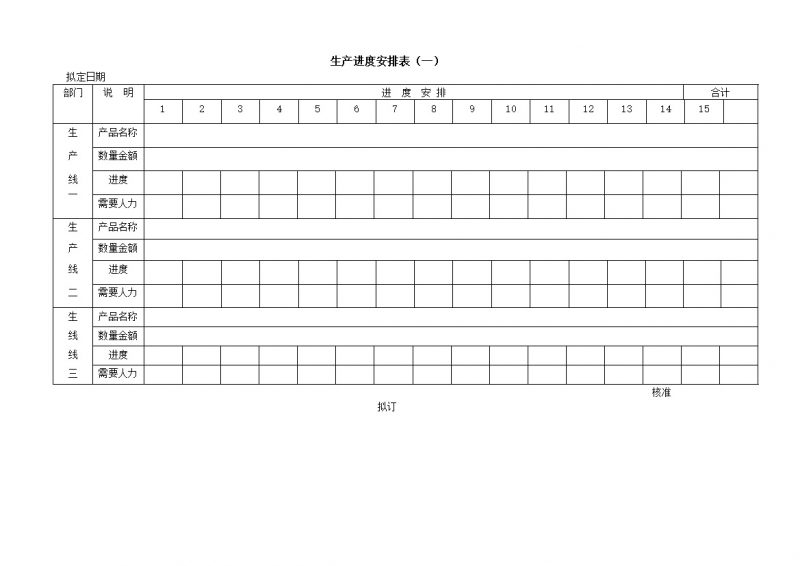 生产线工作安排表word模板-办公资源网