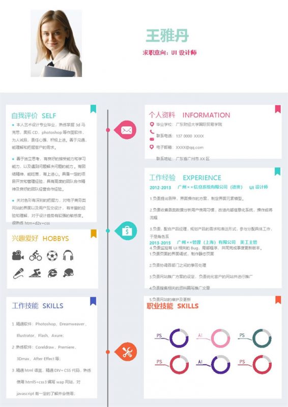 清新活泼UI设计师个人应聘简历Word模板 (2)-办公资源网