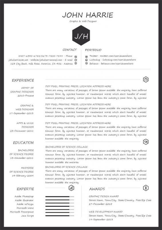 平面设计师和网页设计师通用求职简历自荐信个人简历Word模板-办公资源网