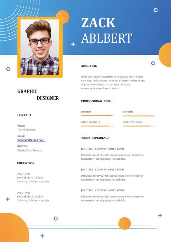 蓝色创意经典风格个人应聘英文简历Word模板-办公资源网