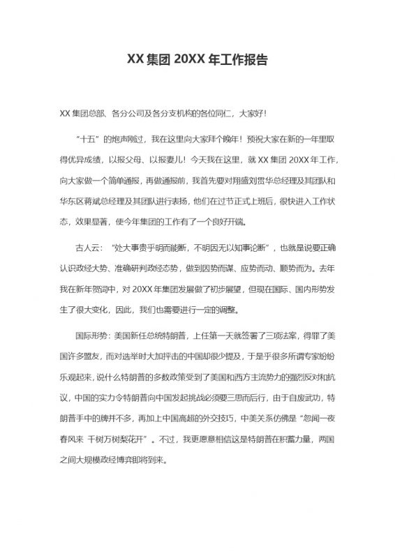 20XX年XX集团董事会成员工作报告Word模板-办公资源网