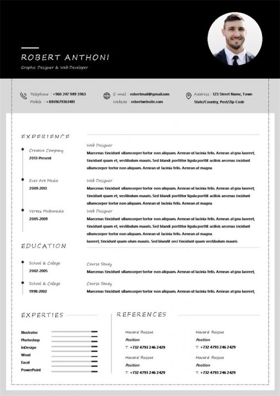 平面设计师和网络开发者通用个人简历自荐信求职简历Word模板-办公资源网