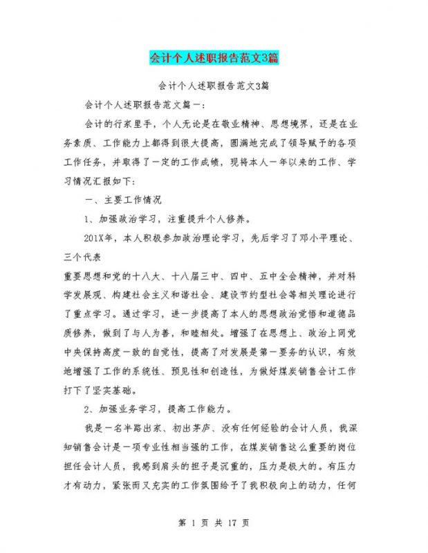 集团企业会计岗位个人年终总结述职报告Word模板-办公资源网