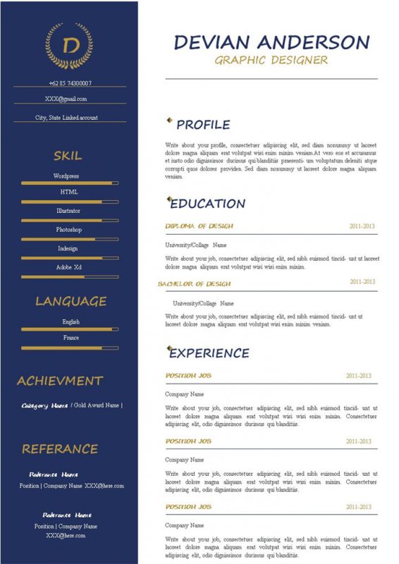 黑色简约大气美术设计员求职通用简历Word模板-办公资源网