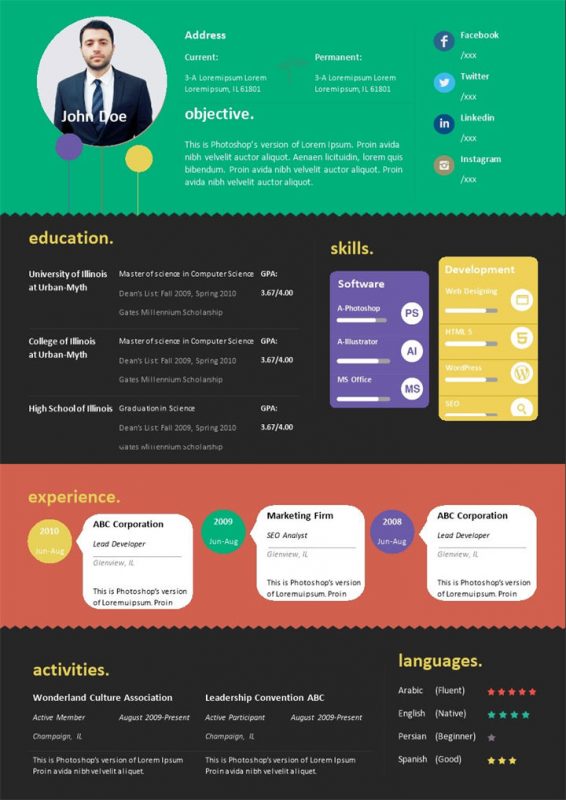 创意欧美风网络开发工程师求职通用个人简历Word模板-办公资源网