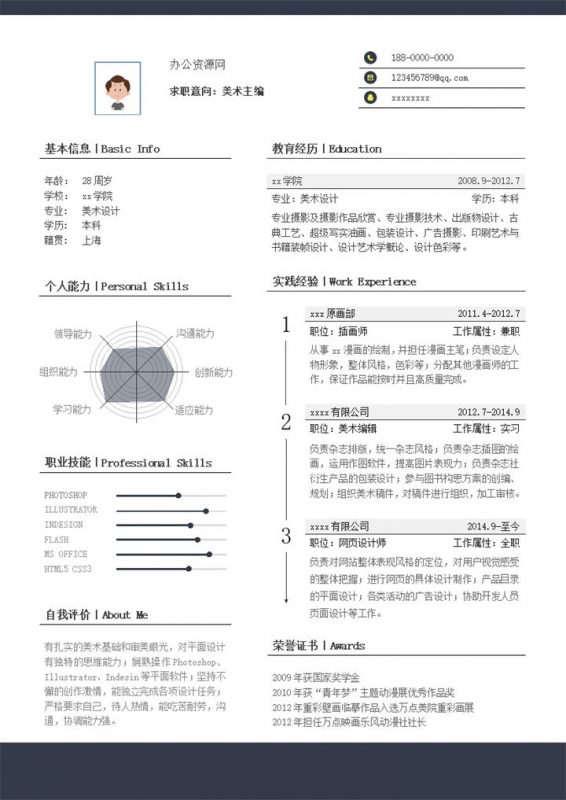 2020年最新简单简洁通用式个人简历word模板-办公资源网
