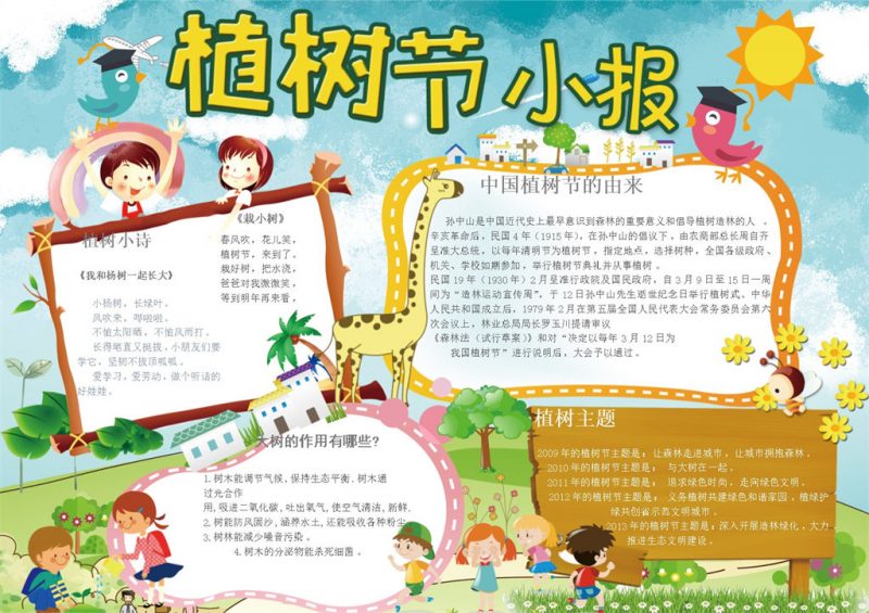 大树作用植树节作用手抄报Word模板-办公资源网