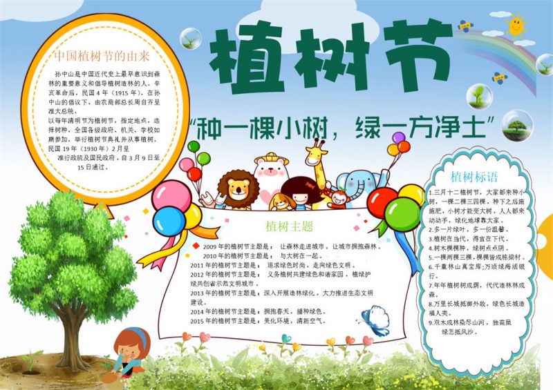 种一棵小树绿一方净土植树节手抄报Word模板-办公资源网
