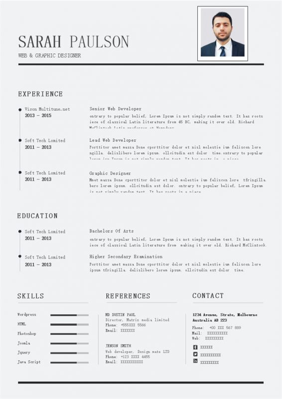 大气通用网页和平面设计师个人英文简历Word模板-办公资源网