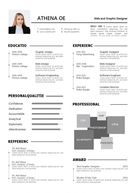 网页设计师平面设计师通用的个人简历求职简历Word模板-办公资源网