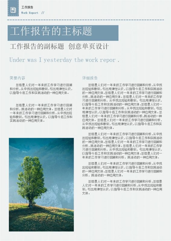 蓝色简约风公司企业员工通用工作总结报告工作简报Word模板-办公资源网