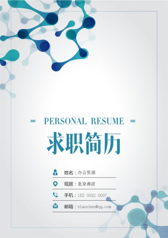 清新时尚医生职位竞聘个人简历Word模板-办公资源网