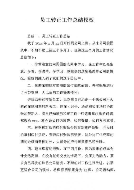 公司试用期新员工个人年终转正工作总结Word模板 (2)-办公资源网