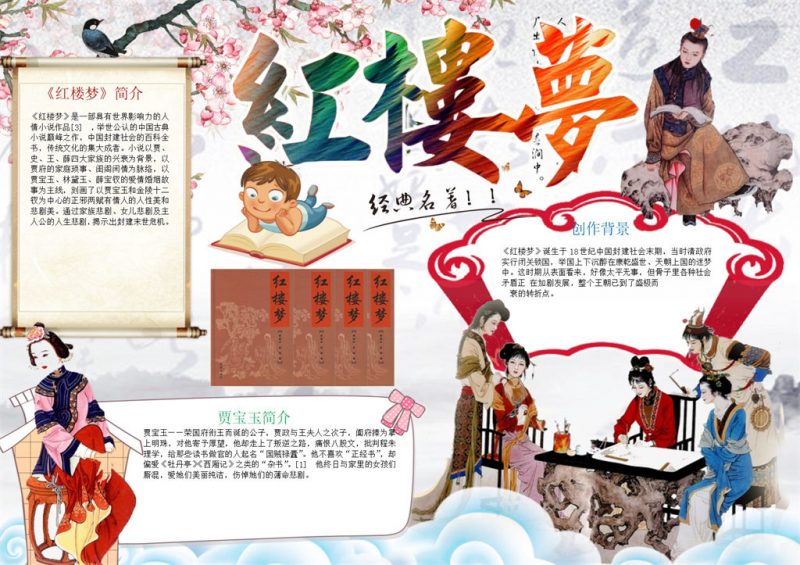名著红楼梦手抄报Word模板-办公资源网