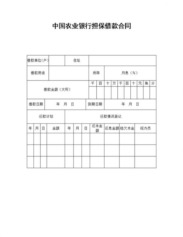 中国农业银行担保借款合同Word模板-办公资源网
