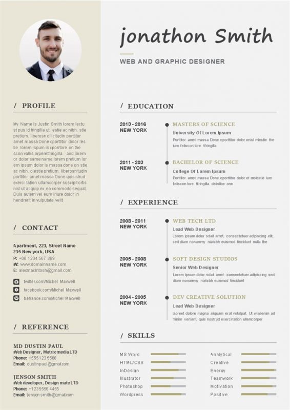 简约风网页和平面设计师常用个人简历求职简历Word模板-办公资源网